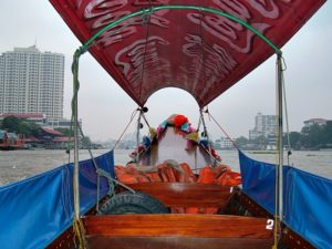 Floating down the Chao Phraya River in Bangkok, Thailand