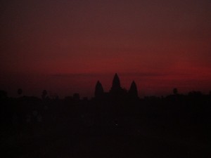 The sun rising over Angkor Wat