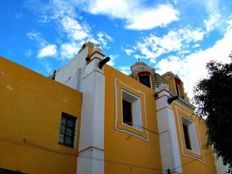 Puebla colorful building Mexico