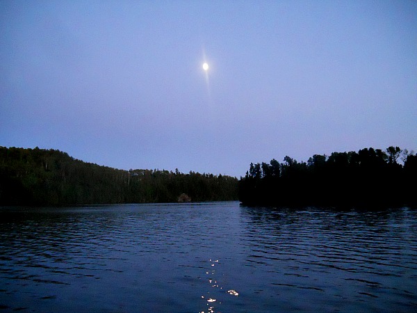 Moonlight falls Agnes Lake Quetico