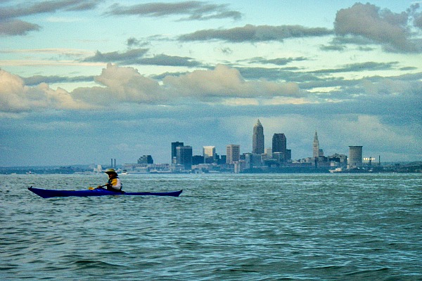 Cleveland skyline kayaking