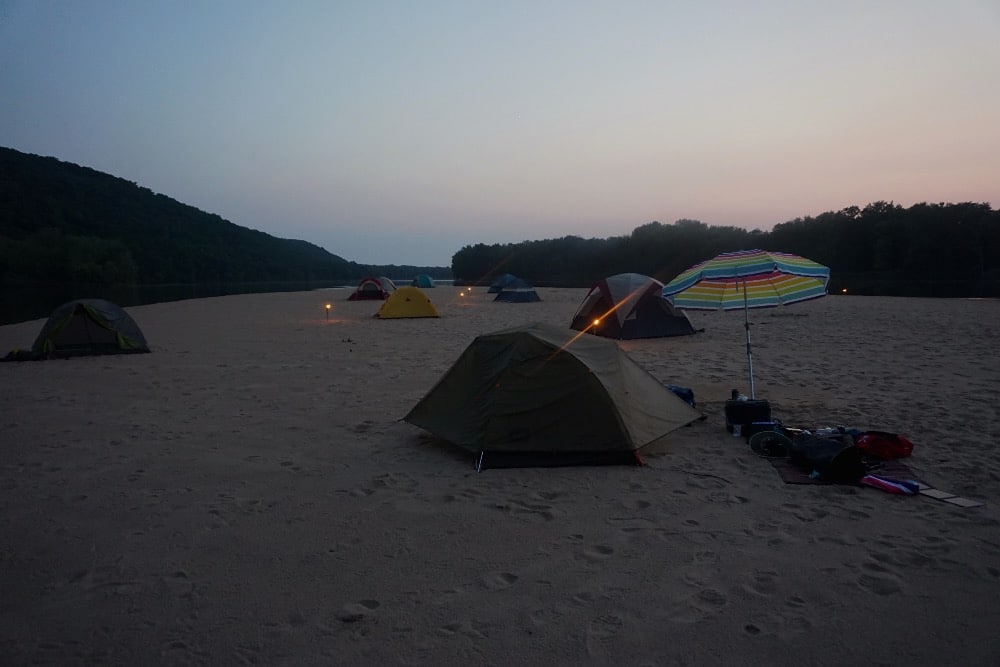 Wisconsin River canoe camping sunset