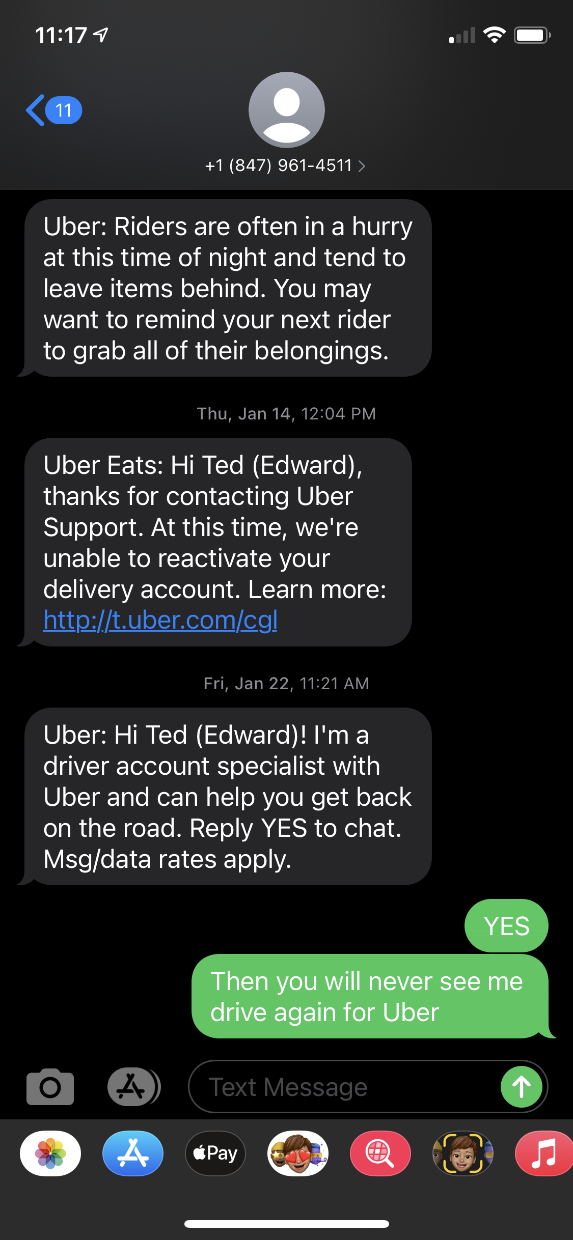 Uber text